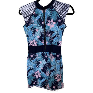 AONTHUA Women Size Small Swimwear One Piece Swim Shorts Exercise Gear Blue Pink